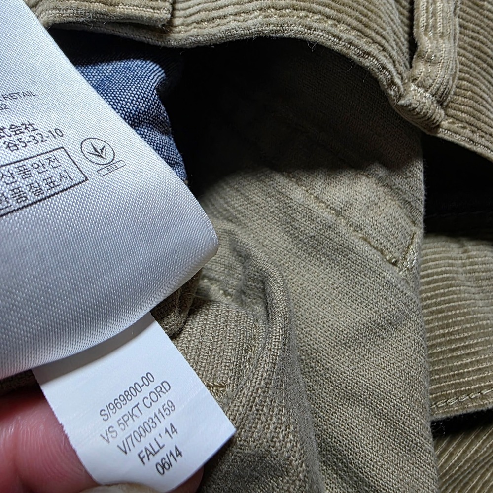 Banana Republic Corduroy Pants Mens 32x32 Tan Khaki Pima Cotton 5-Pocket Cords - Picture 4 of 9